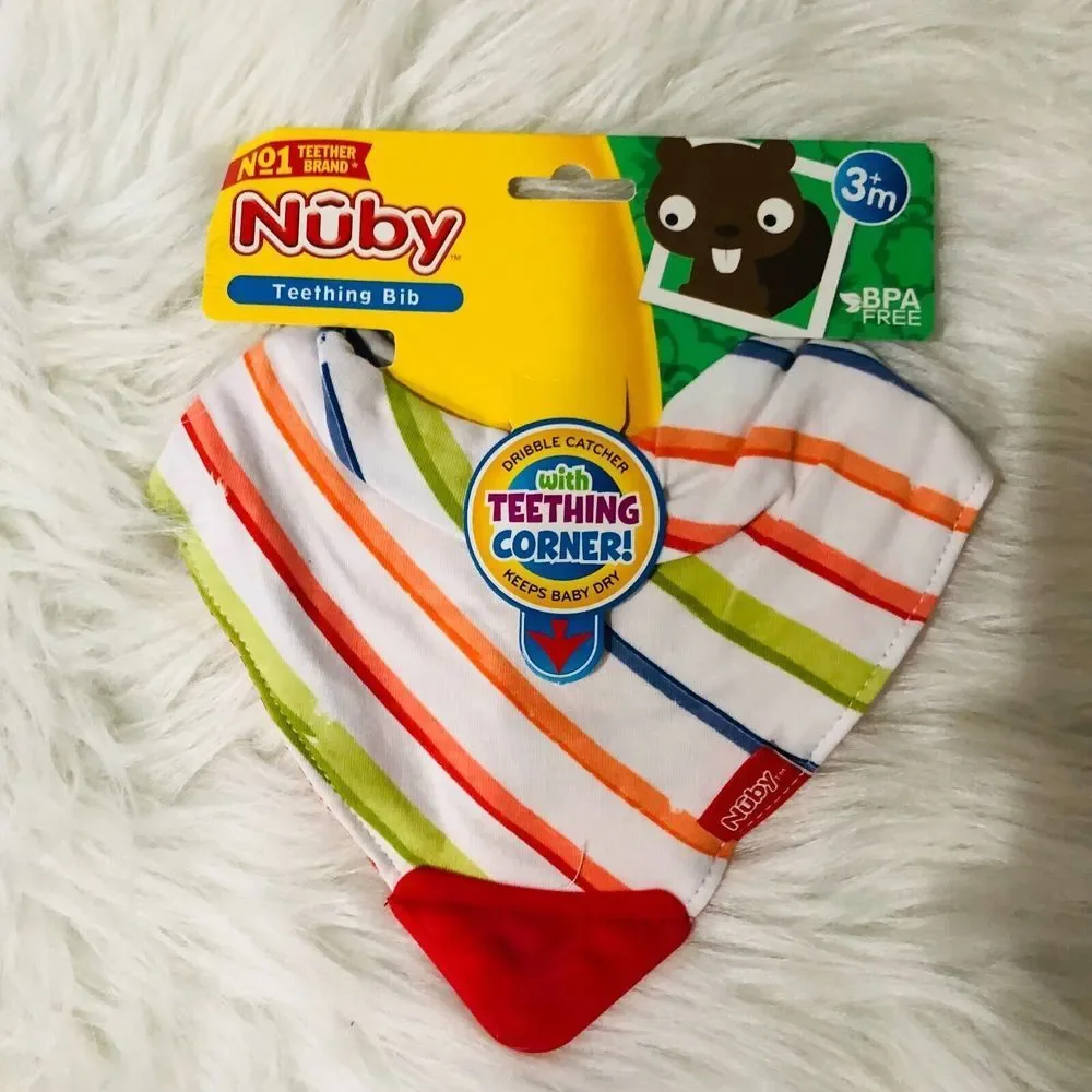 1 Nuby Baby Bandana Bibs with Teethers Infants Saliva Towels 3 Pack‎ NEW